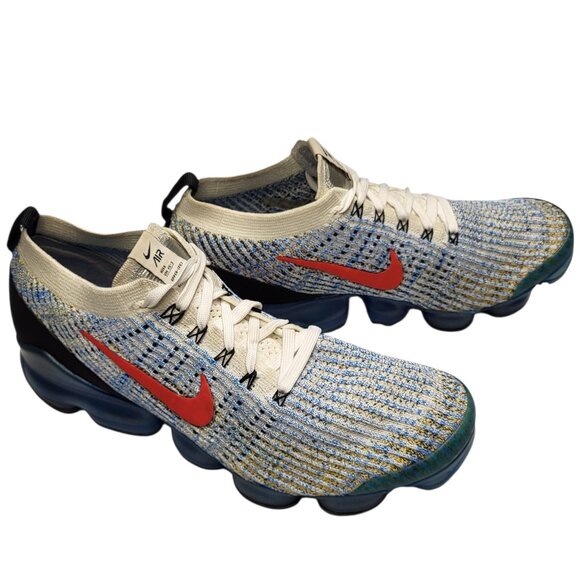Nike Air VaporMax Flyknit 3 Blue Red Men’s Running Shoes AJ6900-106 Size 10.5 - Picture 1 of 8